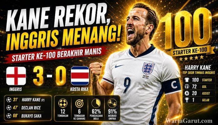 Momen Bersejarah Harry Kane! Starter ke-100 Saat Inggris Kalahkan Kosta Rika