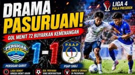 Pemain Persigar Garut berusaha menguasai bola saat menghadapi PSAP Sigli dalam laga Grup N Babak 64 Besar Liga 4 Piala Presiden 2026 di Stadion R Soedarsono, Pasuruan