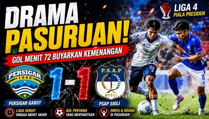 Pemain Persigar Garut berusaha menguasai bola saat menghadapi PSAP Sigli dalam laga Grup N Babak 64 Besar Liga 4 Piala Presiden 2026 di Stadion R Soedarsono, Pasuruan