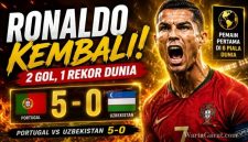 Ronaldo Cetak Brace, Portugal Hajar Uzbekistan 5-0 di Piala Dunia 2026, Rekor Bersejarah Tercipta