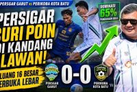 Pemain Persigar Garut berduel dengan pemain Persikoba Kota Batu pada laga perdana Grup W Liga 4 Piala Presiden 2026 di Stadion Gelora Brantas, Kota Batu, Rabu (10/6/2026). Pertandingan berakhir imbang 0-0, Rudy Gunawan Bidik 16 Besar