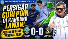 Pemain Persigar Garut berduel dengan pemain Persikoba Kota Batu pada laga perdana Grup W Liga 4 Piala Presiden 2026 di Stadion Gelora Brantas, Kota Batu, Rabu (10/6/2026). Pertandingan berakhir imbang 0-0, Rudy Gunawan Bidik 16 Besar