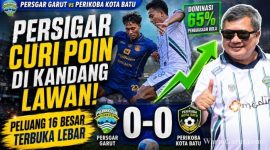 Pemain Persigar Garut berduel dengan pemain Persikoba Kota Batu pada laga perdana Grup W Liga 4 Piala Presiden 2026 di Stadion Gelora Brantas, Kota Batu, Rabu (10/6/2026). Pertandingan berakhir imbang 0-0, Rudy Gunawan Bidik 16 Besar