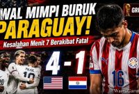 Damian Bobadilla bereaksi setelah gol bunuh dirinya membuka jalan bagi kemenangan Amerika Serikat atas Paraguay pada laga Grup D Piala Dunia FIFA 2026 di Inglewood, California.