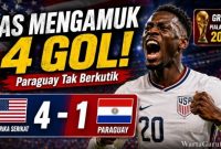 Folarin Balogun merayakan gol saat membawa Amerika Serikat mengalahkan Paraguay 4-1 pada laga Grup D Piala Dunia FIFA 2026 di Inglewood, California.