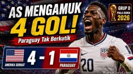 Folarin Balogun merayakan gol saat membawa Amerika Serikat mengalahkan Paraguay 4-1 pada laga Grup D Piala Dunia FIFA 2026 di Inglewood, California.
