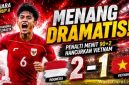 Evandra Florasta merayakan gol penalti kemenangan yang membawa Timnas Indonesia U-19 mengalahkan Vietnam 2-1 dan lolos ke semifinal Piala AFF U-19 2026 sebagai juara Grup A