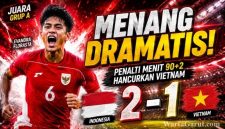 Evandra Florasta merayakan gol penalti kemenangan yang membawa Timnas Indonesia U-19 mengalahkan Vietnam 2-1 dan lolos ke semifinal Piala AFF U-19 2026 sebagai juara Grup A