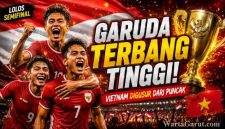 Evandra Florasta merayakan gol penalti kemenangan yang membawa Timnas Indonesia U-19 mengalahkan Vietnam 2-1 dan lolos ke semifinal Piala AFF U-19 2026 sebagai juara Grup A