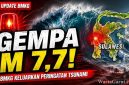 Peta peringatan dini tsunami BMKG setelah gempa bumi Magnitudo 7,7 mengguncang wilayah barat laut Pulau Karatung, Sulawesi Utara, Senin 8 Juni 2026