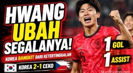 Hwang In-beom merayakan gol penyama kedudukan saat Korea Selatan bangkit mengalahkan Republik Ceko 2-1 pada laga Grup A Piala Dunia 2026.