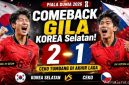Pemain Timnas Korea Selatan merayakan gol kemenangan atas Republik Ceko pada laga Grup A Piala Dunia 2026 setelah bangkit dari ketertinggalan dan menang 2-1.