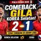 Pemain Timnas Korea Selatan merayakan gol kemenangan atas Republik Ceko pada laga Grup A Piala Dunia 2026 setelah bangkit dari ketertinggalan dan menang 2-1.