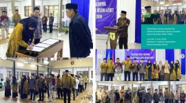 Ketua Pembina Yayasan Dharma Husada Insani Garut (YDHIG), Dr. H. Hadiat, M.A., melantik Senat Akademik Institut Kesehatan Karsa Husada Garut (IKKHG) periode 2026–2030 di Kampus 1 IKKHG, Garut, Kamis (5/6/2026).