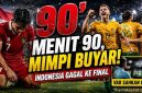 Pemain Timnas Indonesia U-19 bereaksi kecewa setelah kebobolan gol menit ke-90 saat menghadapi Australia pada semifinal Piala AFF U-19 2026 di Stadion Utama Sumatera Utara, Deli Serdang. (Ilustrasi AI)