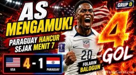 Pemain Amerika Serikat merayakan gol saat menghadapi Paraguay pada laga Grup D Piala Dunia FIFA 2026 di Stadion Los Angeles. Gol bunuh diri Damian Bobadilla menjadi awal pesta gol tuan rumah.
