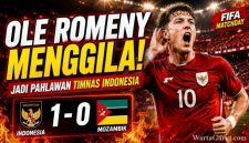 Ole Romeny merayakan gol kemenangan Timnas Indonesia saat mengalahkan Mozambik 1-0 dalam laga FIFA Matchday di Stadion Utama Gelora Bung Karno, Jakarta.