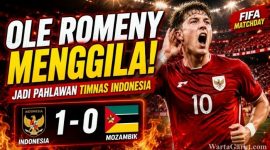 Ole Romeny merayakan gol kemenangan Timnas Indonesia saat mengalahkan Mozambik 1-0 dalam laga FIFA Matchday di Stadion Utama Gelora Bung Karno, Jakarta.