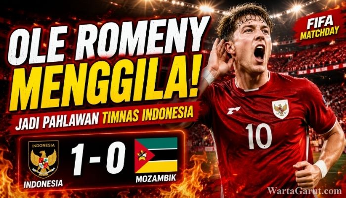 Ole Romeny merayakan gol kemenangan Timnas Indonesia saat mengalahkan Mozambik 1-0 dalam laga FIFA Matchday di Stadion Utama Gelora Bung Karno, Jakarta.
