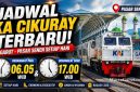 Rangkaian KA Cikuray bersiap berangkat dari Stasiun Garut menuju Pasar Senen Jakarta setelah resmi menggunakan formasi baru Kereta Ekonomi Kerakyatan dan Kereta Petani-Pedagang.