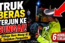 Petugas mengevakuasi truk Mitsubishi Fuso bermuatan 8 ton beras Bulog yang terjun ke Sungai Cikandang di kawasan Tanjakan Pengantin, Kecamatan Pamulihan, Kabupaten Garut.