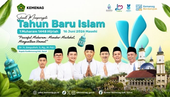 Kepala Kantor Kementerian Agama Kabupaten Garut, Dr. H. Saepulloh, S.Ag., M.Pd.I., menyampaikan ucapan Selamat Tahun Baru Islam 1 Muharram 1448 Hijriah dengan tema