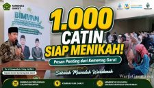Kepala Kantor Kementerian Agama Kabupaten Garut, Dr. H. Saepulloh, S.Ag., M.Pd.I., memberikan materi kepada 1.000 calon pengantin dalam kegiatan Bimbingan Perkawinan (Bimwin) di Islamic Center Garut.