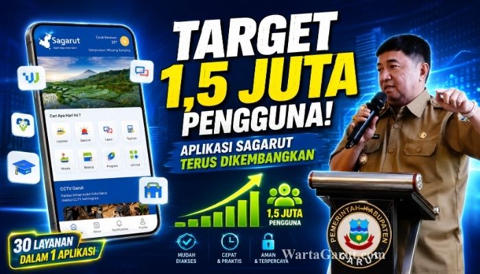 Bupati Garut Abdusy Syakur Amin saat menghadiri sosialisasi pengelolaan aplikasi layanan publik SAGARUT di Kampus 4 Universitas Garut, Selasa (9/6/2026).