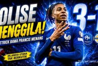 Michael Olise merayakan salah satu dari tiga golnya saat membawa Prancis menang 3-1 atas Irlandia Utara dalam laga uji coba internasional.