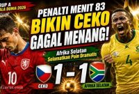 Ceko Ditahan Afrika Selatan 1-1, Penalti Menit 83 Ubah Klasemen Grup A