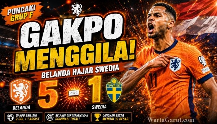 Belanda Hajar Swedia 5-1, Cody Gakpo dan Brobbey Menggila di Piala Dunia