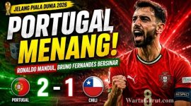 Pemain Portugal merayakan gol Bruno Fernandes saat mengalahkan Chile 2-1 dalam laga persahabatan internasional jelang Piala Dunia 2026