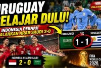 Reaksi fans Indonesia setelah Arab Saudi menahan imbang Uruguay 1-1 di Piala Dunia 2026. Kemenangan Timnas Indonesia 2-0 atas Arab Saudi kembali menjadi sorotan publik.