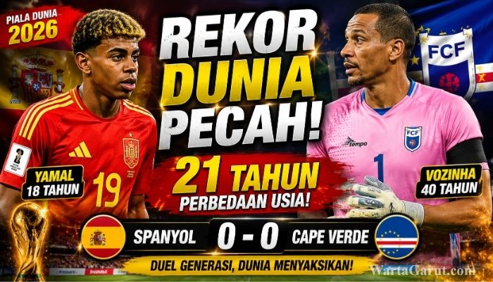 Lamine Yamal dan kiper veteran Vozinha mencatat rekor dunia baru saat laga Spanyol vs Cape Verde berakhir imbang 0-0 di Piala Dunia 2026.