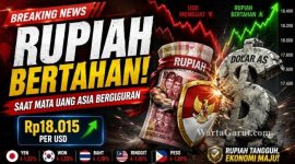 Ilustrasi pergerakan nilai tukar rupiah terhadap dolar AS di tengah tekanan mayoritas mata uang Asia akibat meningkatnya ketegangan geopolitik global.