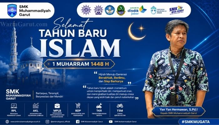 Kepala SMK Muhammadiyah Garut, Yan Yan Hermawan, S.Pd.I, mengajak siswa menjadikan Tahun Baru Islam 1 Muharram 1448 Hijriah sebagai momentum hijrah menuju generasi berakhlak, berilmu, dan siap berkarya.