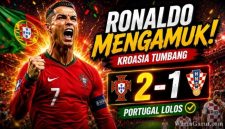 Cristiano Ronaldo merayakan gol penalti saat Portugal menang dramatis 2-1 atas Kroasia di Piala Dunia FIFA 2026
