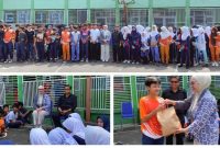 Anggota DPD RI Provinsi Jawa Barat, Agita Nurfianti, S.Psi., memberikan motivasi kepada peserta Masa Pengenalan Lingkungan Sekolah (MPLS) di Khaira Ummah Kabupaten Cirebon, Kamis (16/7/2026).