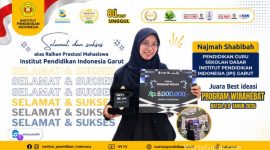 Mahasiswa IPI Garut Najmah Shabibah menerima penghargaan Juara Best Ideasi Program WiraHebat Batch 4.0 Tahun 2026.