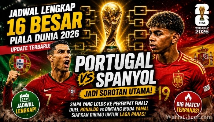 Jadwal Lengkap 16 Besar Piala Dunia 2026: Portugal vs Spanyol Jadi Sorotan Utama