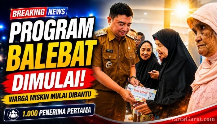 Bupati Garut Abdusy Syakur Amin saat meluncurkan Program Balebat Garut 2026 di Pendopo Garut, Selasa (30/06/2026), untuk membantu warga miskin yang belum tersentuh bantuan pemerintah.