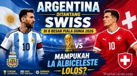 Pertandingan Argentina melawan Swiss pada babak perempat final Piala Dunia 2026 di Stadion Kansas City, Missouri.