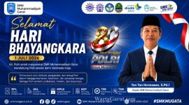 Kepala SMK Muhammadiyah Garut, Yan Yan Hermawan, S.Pd.I., menyampaikan ucapan Selamat Hari Bhayangkara ke-80 sekaligus apresiasi atas dedikasi Polri dalam menjaga keamanan, ketertiban, dan persatuan bangsa.