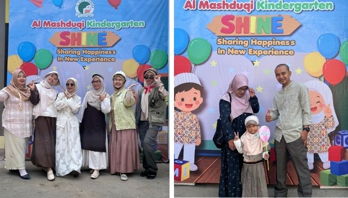 Orang tua mengantar anak pada hari pertama POSTER di Al Mashduqi Islamic School Garut melalui program Gerakan Ayah Mengantar Anak ke Sekolah