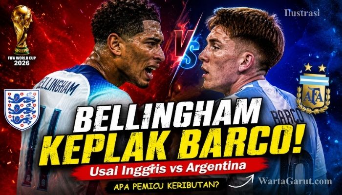 Valentin Barco dan Jude Bellingham terlibat insiden setelah laga Inggris vs Argentina di semifinal Piala Dunia 2026.