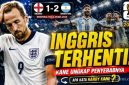 Harry Kane tampak kecewa setelah Inggris kalah 1-2 dari Argentina pada semifinal Piala Dunia 2026 di Mercedes-Benz Stadium, Atlanta.
