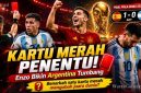 Enzo Fernández meninggalkan lapangan setelah menerima kartu merah pada menit 90+3 sebelum Ferran Torres mencetak gol yang memastikan kemenangan Spanyol atas Argentina di final Piala Dunia FIFA 2026.