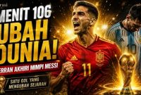 Ferran Torres merayakan gol pada menit ke-106 yang membawa Spanyol mengalahkan Argentina 1-0 dan menjuarai Piala Dunia FIFA 2026.