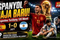 Ferran Torres merayakan gol kemenangan Spanyol ke gawang Argentina pada menit ke-106 yang memastikan La Roja menjuarai Piala Dunia FIFA 2026 setelah laga final berlangsung hingga babak tambahan.