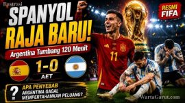 Ferran Torres merayakan gol kemenangan Spanyol ke gawang Argentina pada menit ke-106 yang memastikan La Roja menjuarai Piala Dunia FIFA 2026 setelah laga final berlangsung hingga babak tambahan.